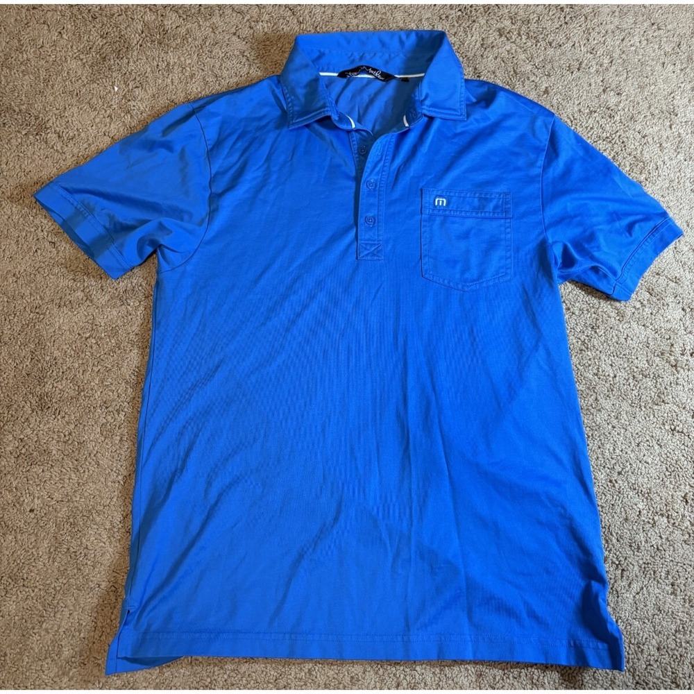 Travis Matthew Polo Golf‎ Men's Medium Blue Front Pocket Lightweight Breathable